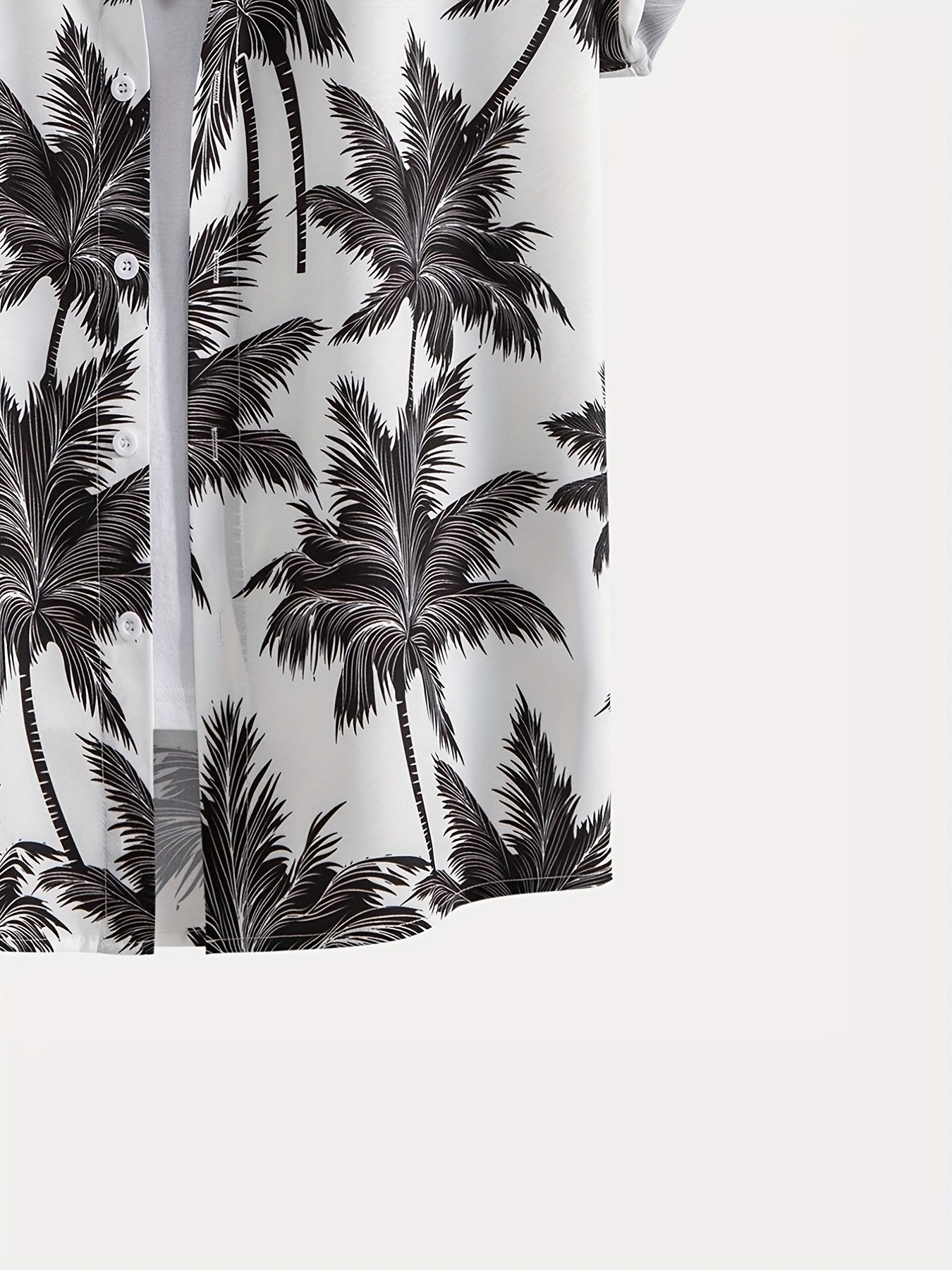 Men's Coconut Tree Print Hawaiian Shirt Summer Casual Button Up Shirt