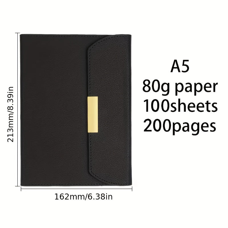 Soft Leather A5 Minimalist Notebook, Magnetic Buckle, Various Colors