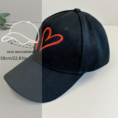 Heart Embroidery Baseball Cap Lightweight Sun Hat