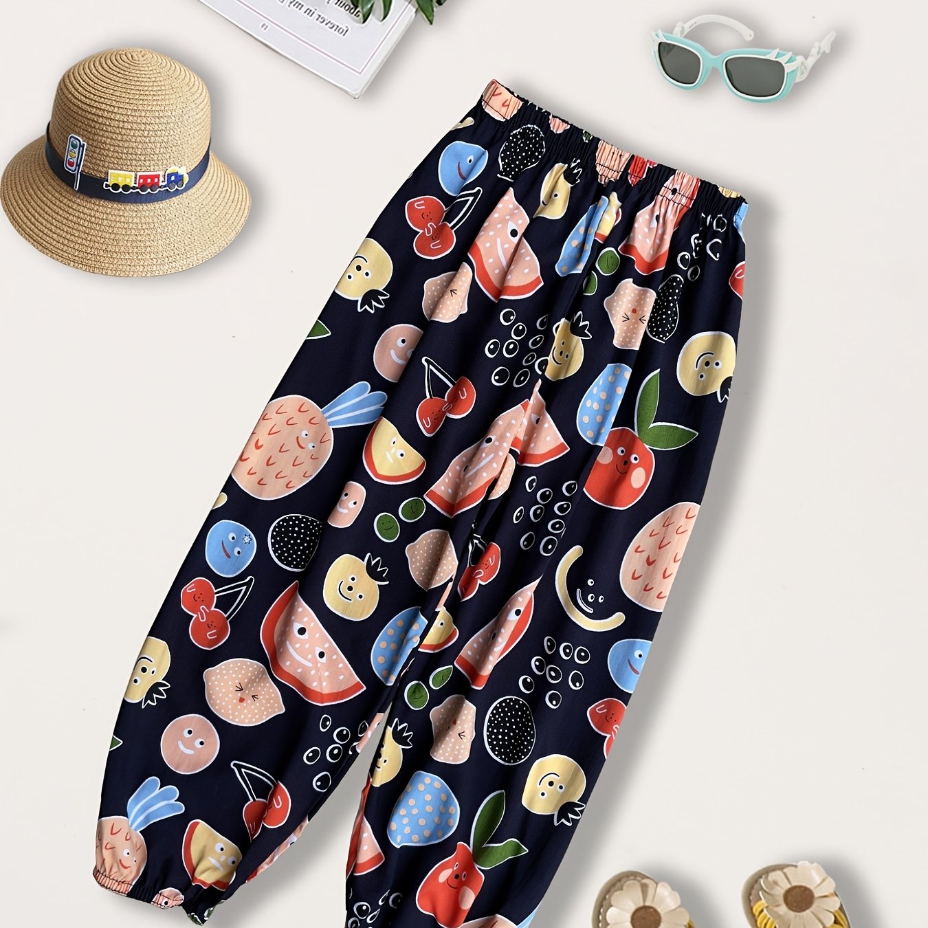 Girls Cartoon Fruit Graphic Sweatpants Loose Jogger Pants