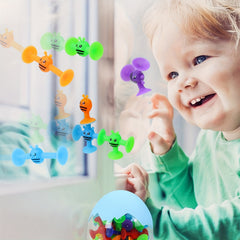 32 Pcs Silicone Suction Cup Toys for Kids with Eggshell Storage