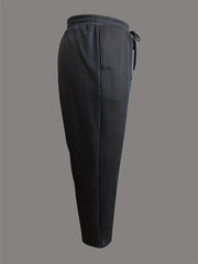 Solid Fleece Sports Pants with Pockets