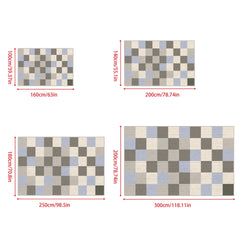 Checkered Non Slip Carpet Large Machine Washable for Daily Use