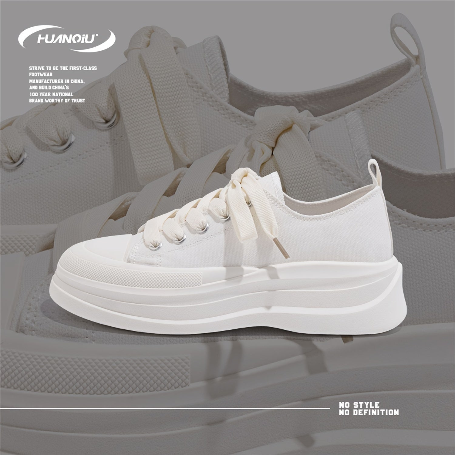 HUANQIU Canvas Shoes Women Thick Platform Breathable Low Sneakers