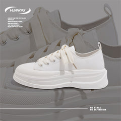 HUANQIU Canvas Shoes Women Thick Platform Breathable Low Sneakers