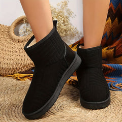 Women's Solid Snow Boots Non slip Comfortable Thickened Medium Tube Shoes