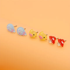 10 Pairs Cartoon Hypoallergenic Earrings Set For Little Girls