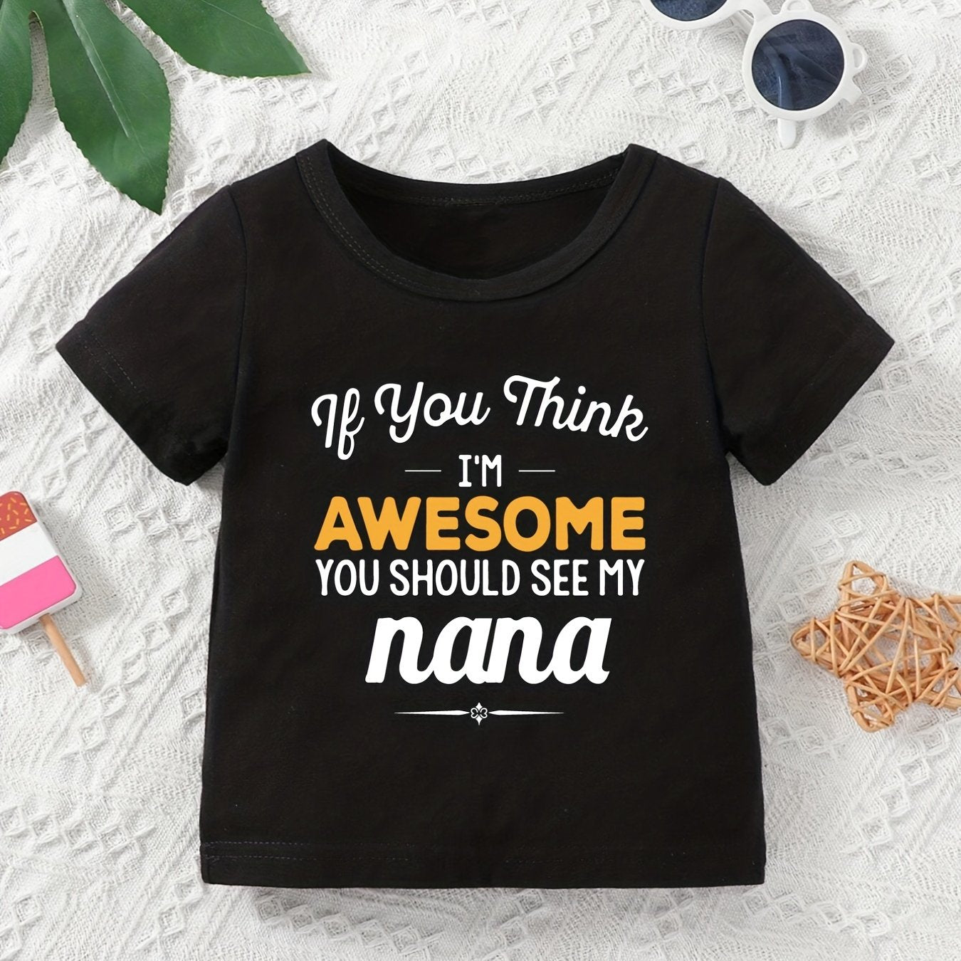 Baby Casual Awesome Nana Round Neck T-shirt Summer Clothes