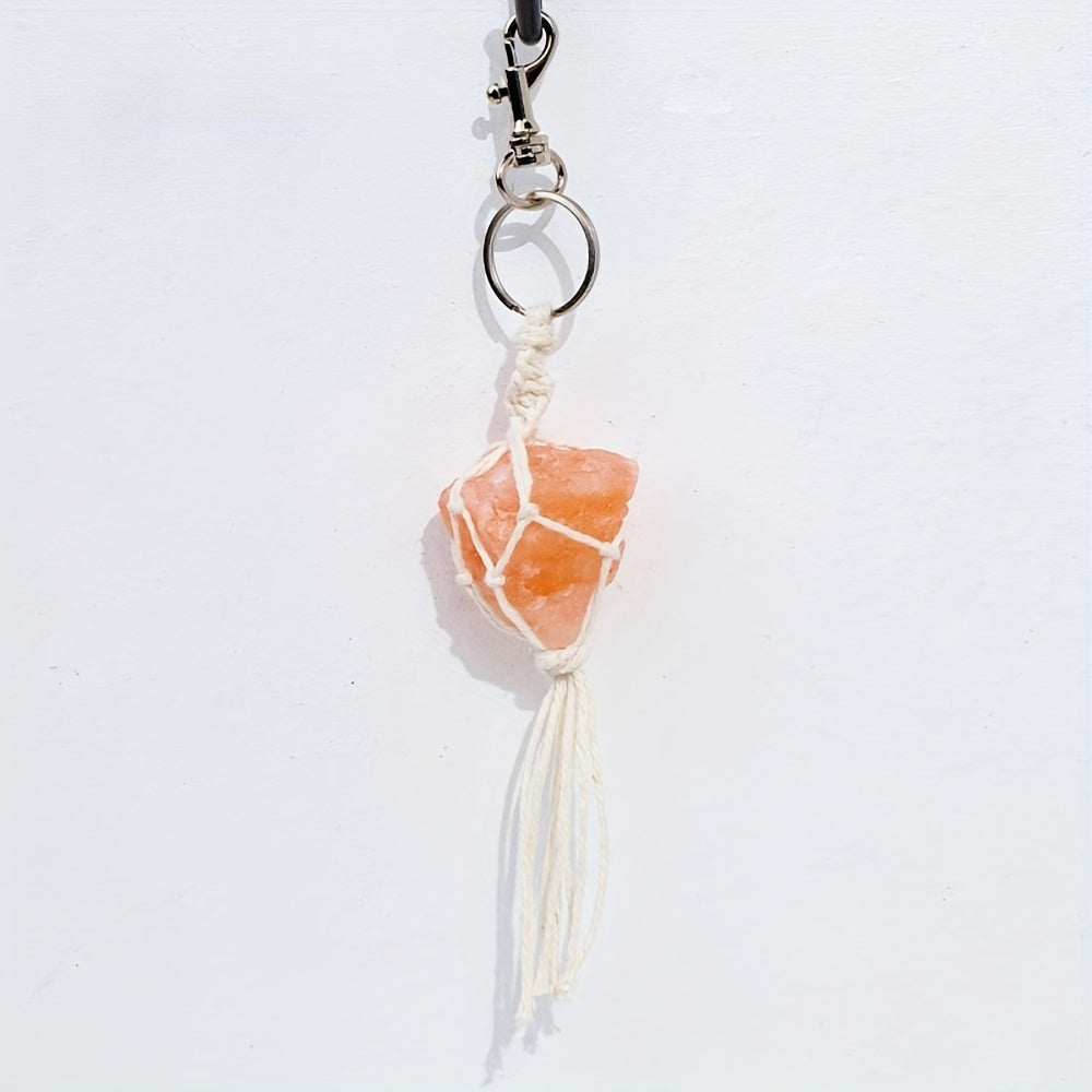 4pcs Amethyst Raw Stone Key Chain Pendant