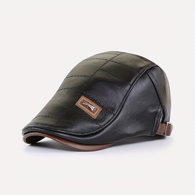 Men's Vintage Beret PU Leather Adjustable Hat