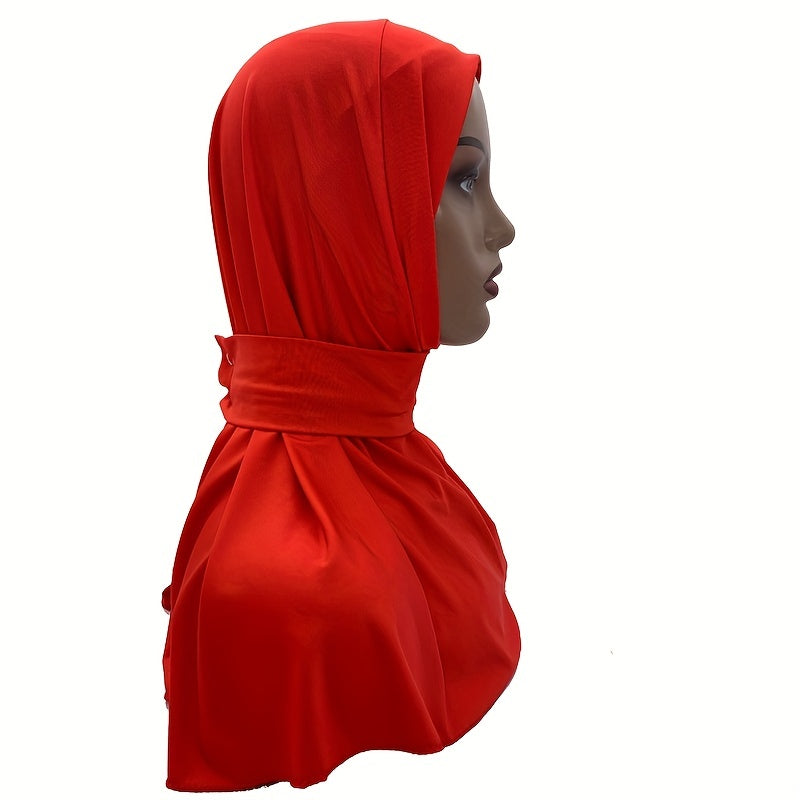 Elastic Hijab With Button Solid Turban Under Scarf Cap