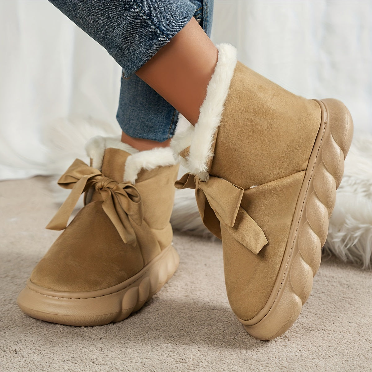 Women's Non-slip Bowknot Snow Boots Comfortable Casual Shoes