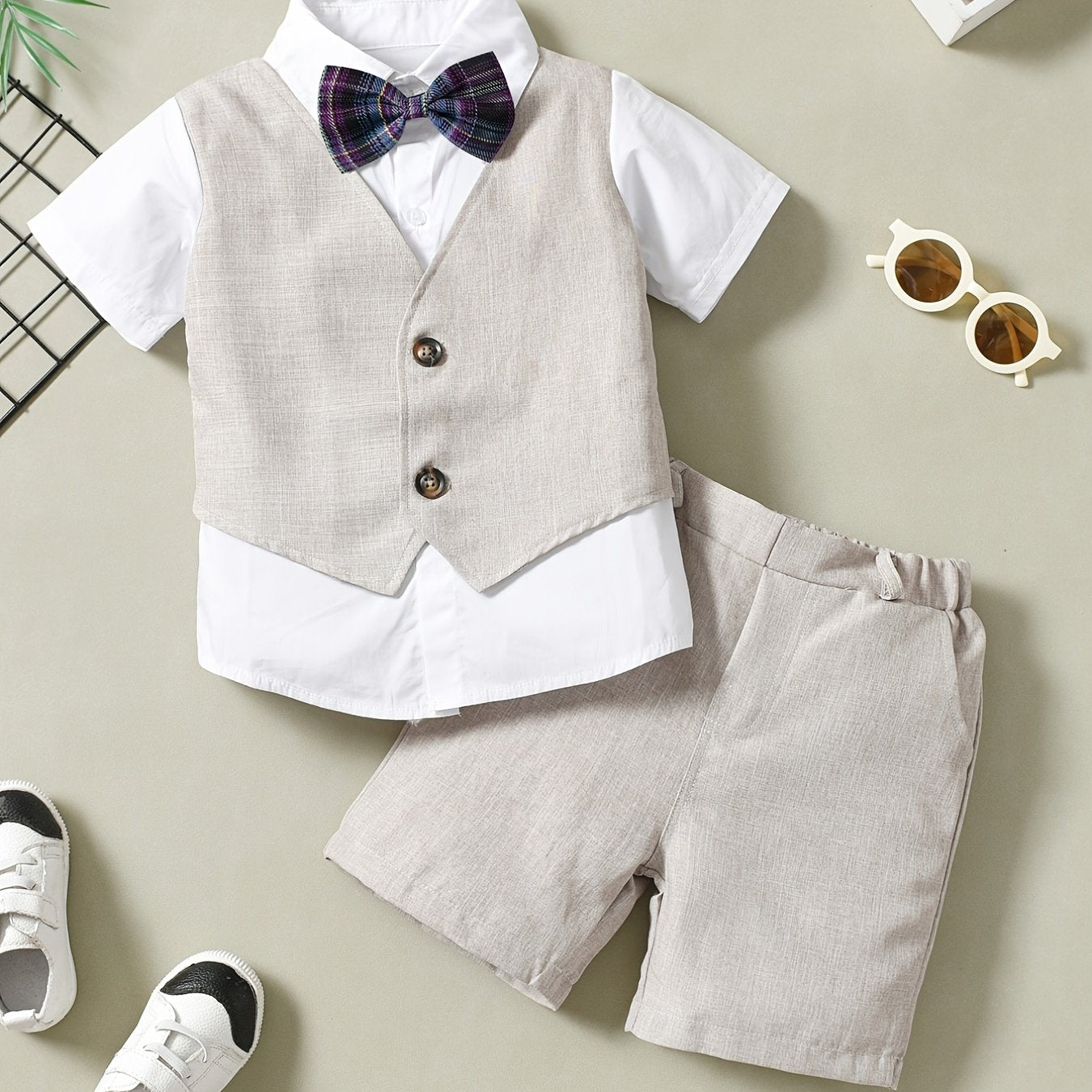 Boys Gentleman Outfit Shirt & Shorts Set Kids Clothes
