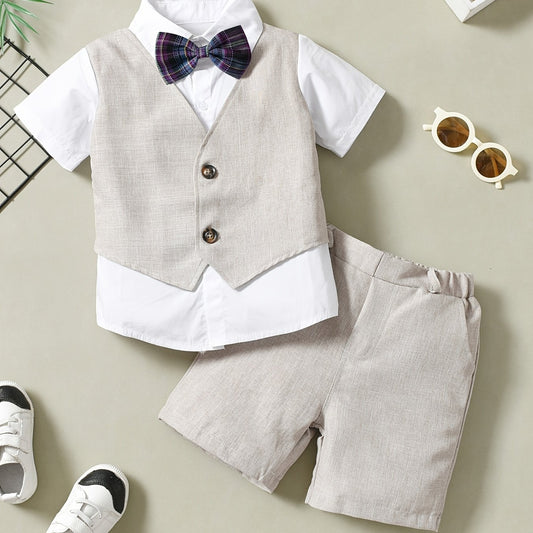 Boys Gentleman Outfit Shirt & Shorts Set Kids Clothes