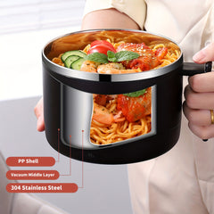 1300ml Stainless Steel Noodle Bowl Anti-Scalding Student Lunch Box