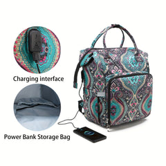 Boho Style Yarn Bag Portable Mommy Bag USB Charging Port