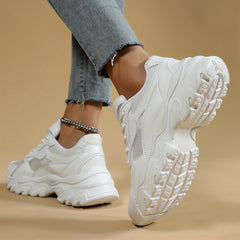 Women's Breathable Mesh Chunky Sneakers Casual Lace Up Outdoor Shoes