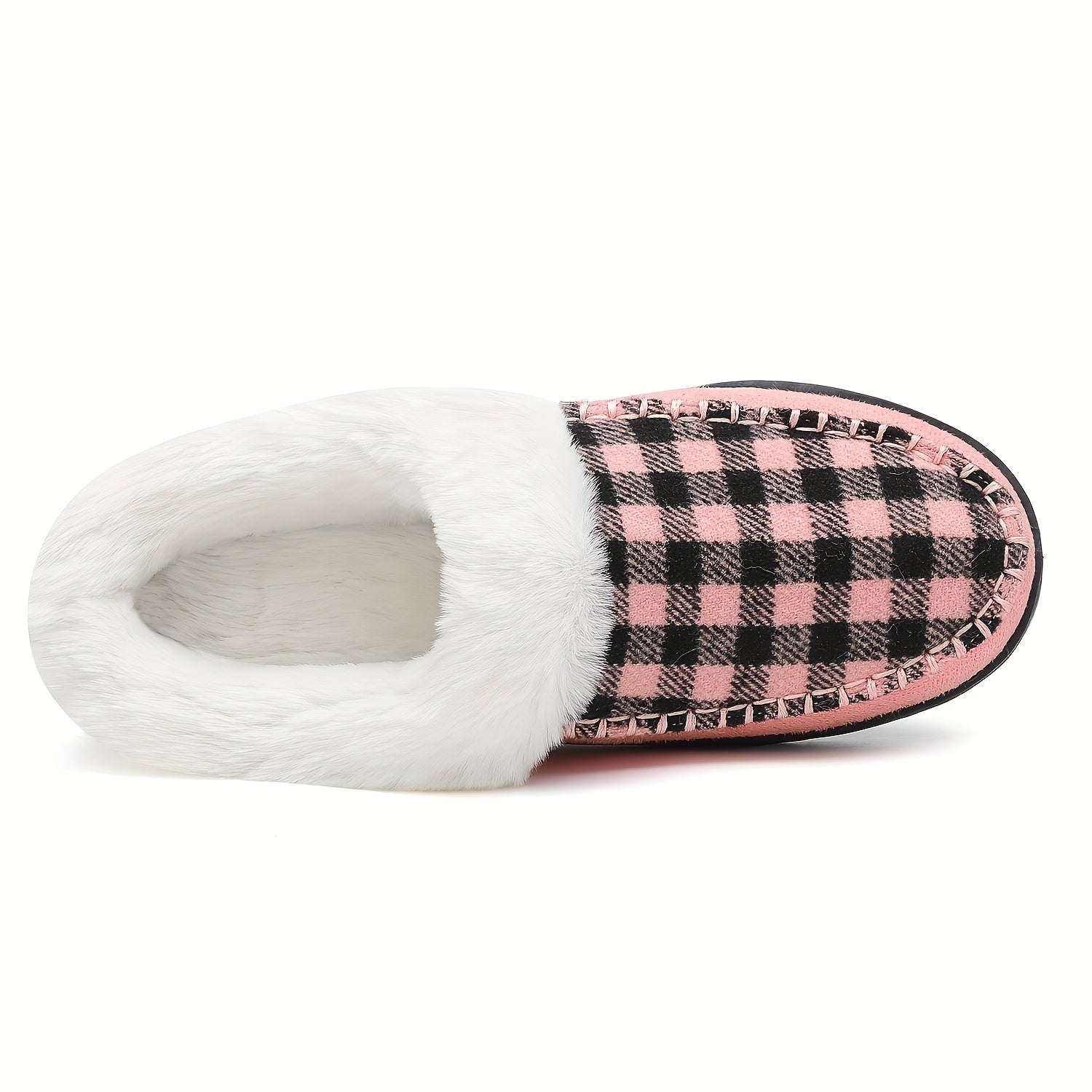 Plaid Plush Lined Thermal Furry Snow Shoes Fall Winter Keep Warm Comfortable