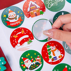 Christmas Sticker Striped Large Sheet Holiday Gift Cartoon Label 3sheets pack