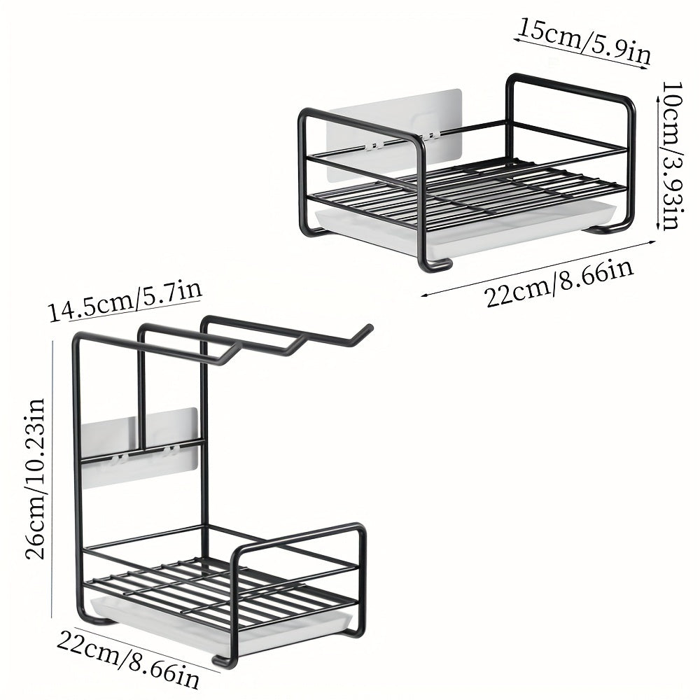 Kitchen Storage Rack Tabletop Dishwashing Sponge Drainage Wall Mounted Storage