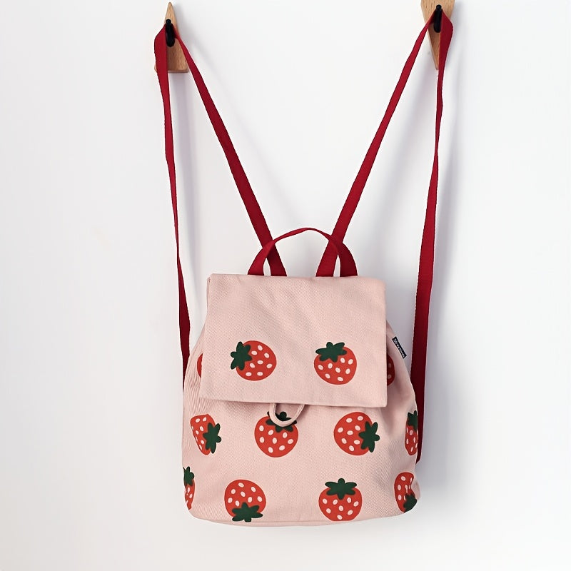 Strawberry Canvas Small Backpack Lightweight for Boys Girls