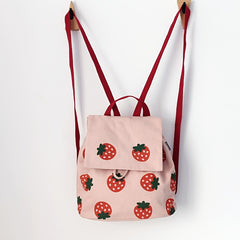 Strawberry Canvas Small Backpack Lightweight for Boys Girls
