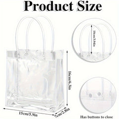 6pcs Transparent Gift Bags With Handle Reusable Plastic Small Gift Wrap Tote