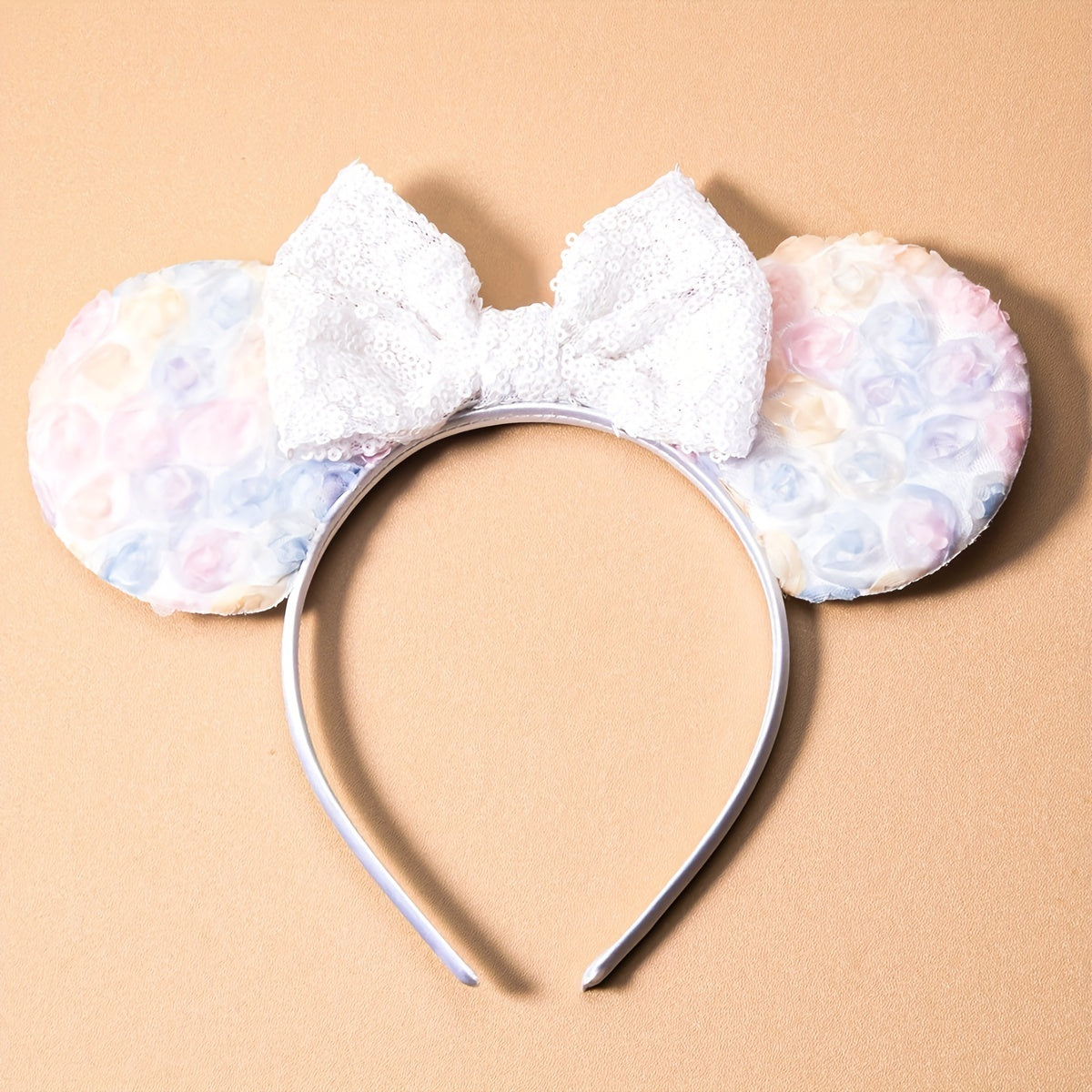 Girls Ceramic Sequin Ear Bow Tie Headband Dress Up Accessory