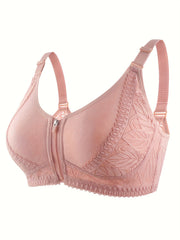 3pcs Lace Wireless Bras Breathable Zipper Intimates Bra Women's Lingerie