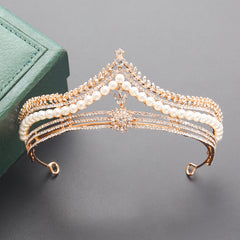 Faux Pearl Crystal Bridal Crown Hairband Party Favor Decorations