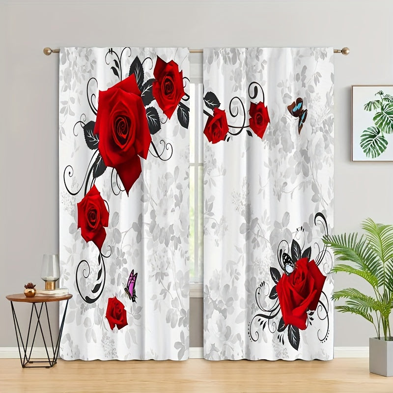Butterfly Flower Pattern Curtains for Home Decor