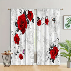 Butterfly Flower Pattern Curtains for Home Decor