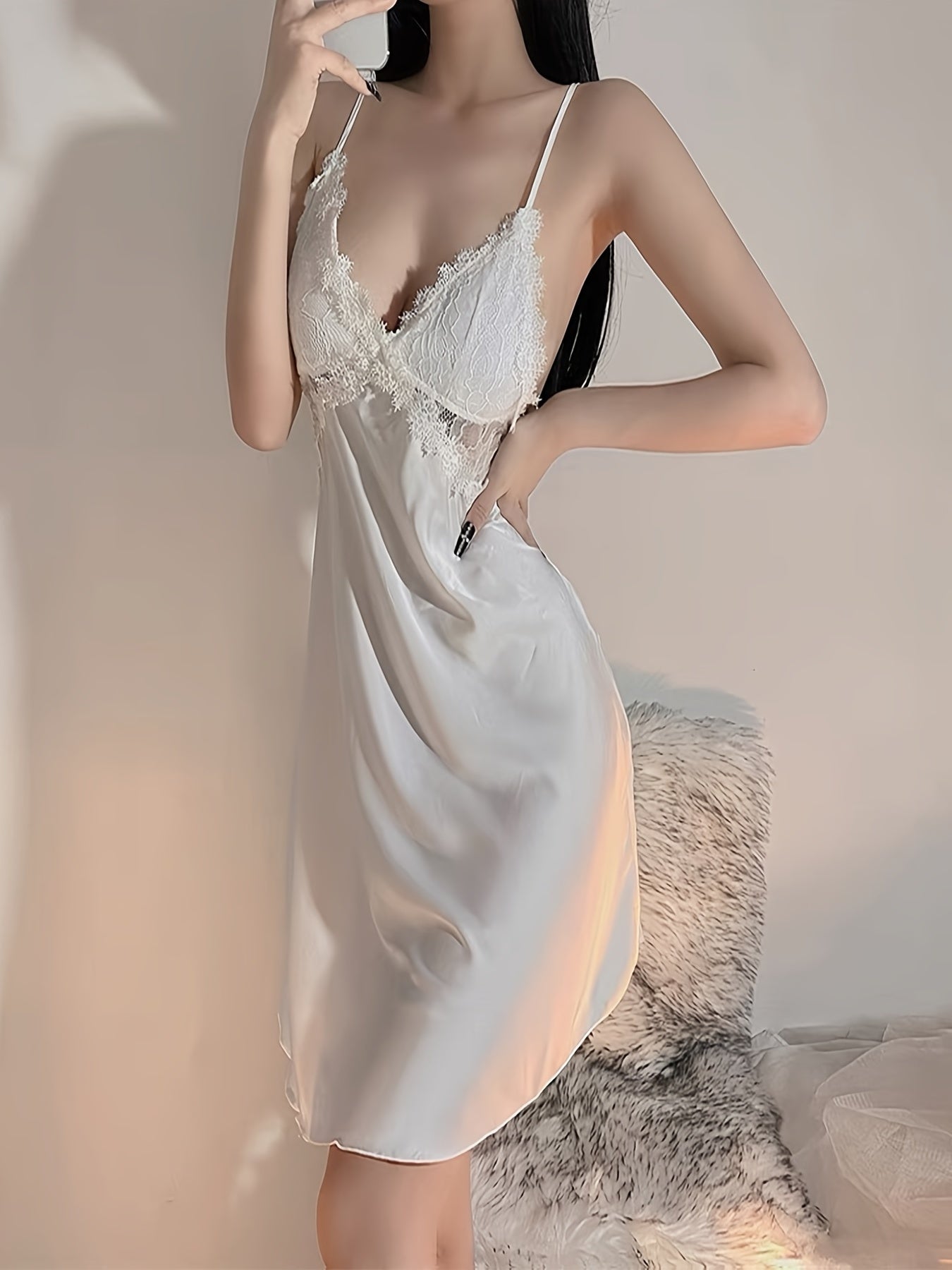Floral Lace Slip Dress Nightwear Sexy Backless Nightdress