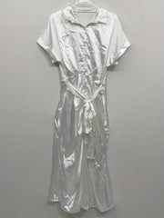 Solid Satin Short Sleeve Mermaid Dress
