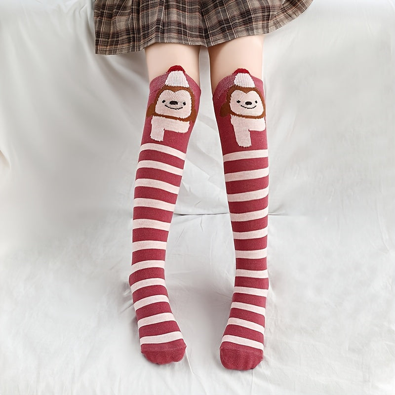 Girl's Bowknot Animal Pattern Knee High Socks