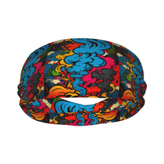 Hippie Style Unisex Sports Headband Sweat Wicking Pink Orange