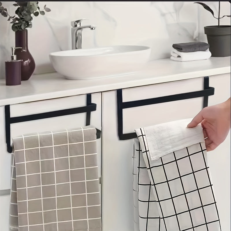 2pcs Cabinet Door Hanger Towel Rack Clothes Storage Bracket