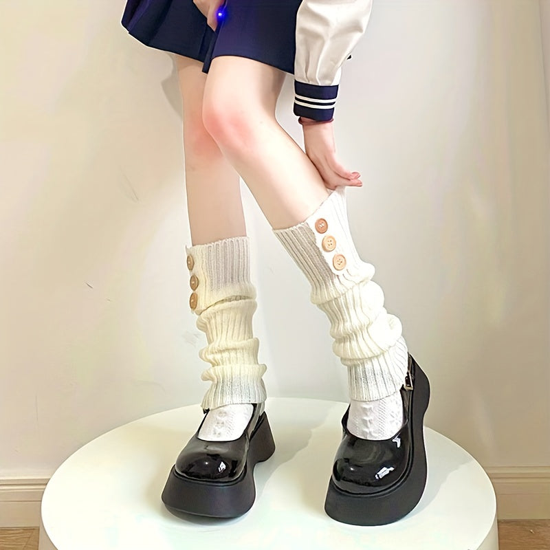 Striped Knitted Knee High Socks Women's Stockings
