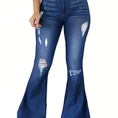 Women's High Rise Stretch Skinny Flared Jeans