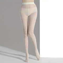 Heart Pattern Pantyhose Seamless High Waist Slim Footed Stockings
