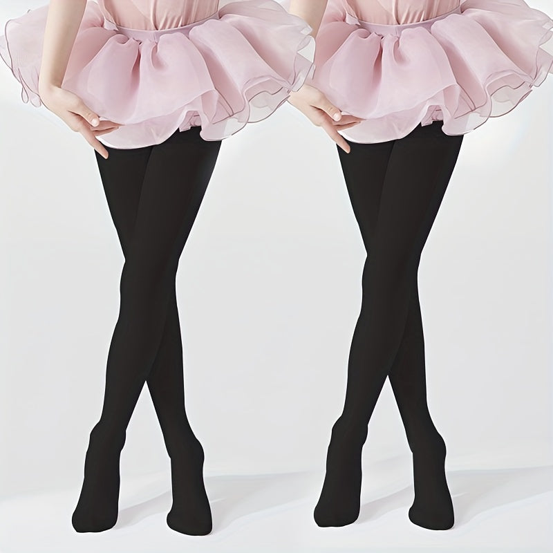2Pcs Girl's Pink Ballet Pantyhose For Kids Stretchy Tights