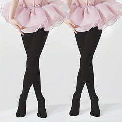 2Pcs Girl's Pink Ballet Pantyhose For Kids Stretchy Tights
