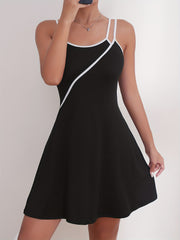 Colorblock Slip Nightdress Crew Neck Straps Sleep Dress Women's Sleepwear