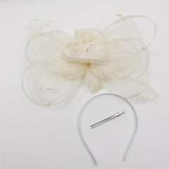 Bohemian Floral Bridal Headpiece with Ribbon Band - Vintage Style Hair Clip