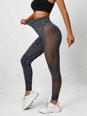 Leopard Print Hollow Leggings High Waist Yoga Pants Women's Activewear