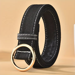 Solid Casual Belt Classic Round Buckle Unisex Jeans Pants Belt