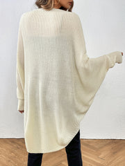 Batwing Sleeve Knit Cardigan Open Front Solid Sweater