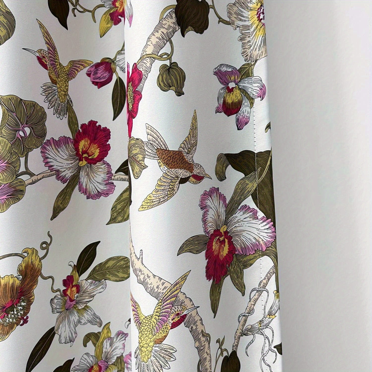 Rustic Floral Blackout Curtain for Living Room Bedroom Decor