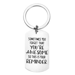 Boys Casual Stainless Steel YOU ARE AWESOME Keychain