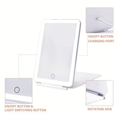 Portable LED Makeup Mirror Touch Screen Lightweight Thin Travel Cosmetic Office